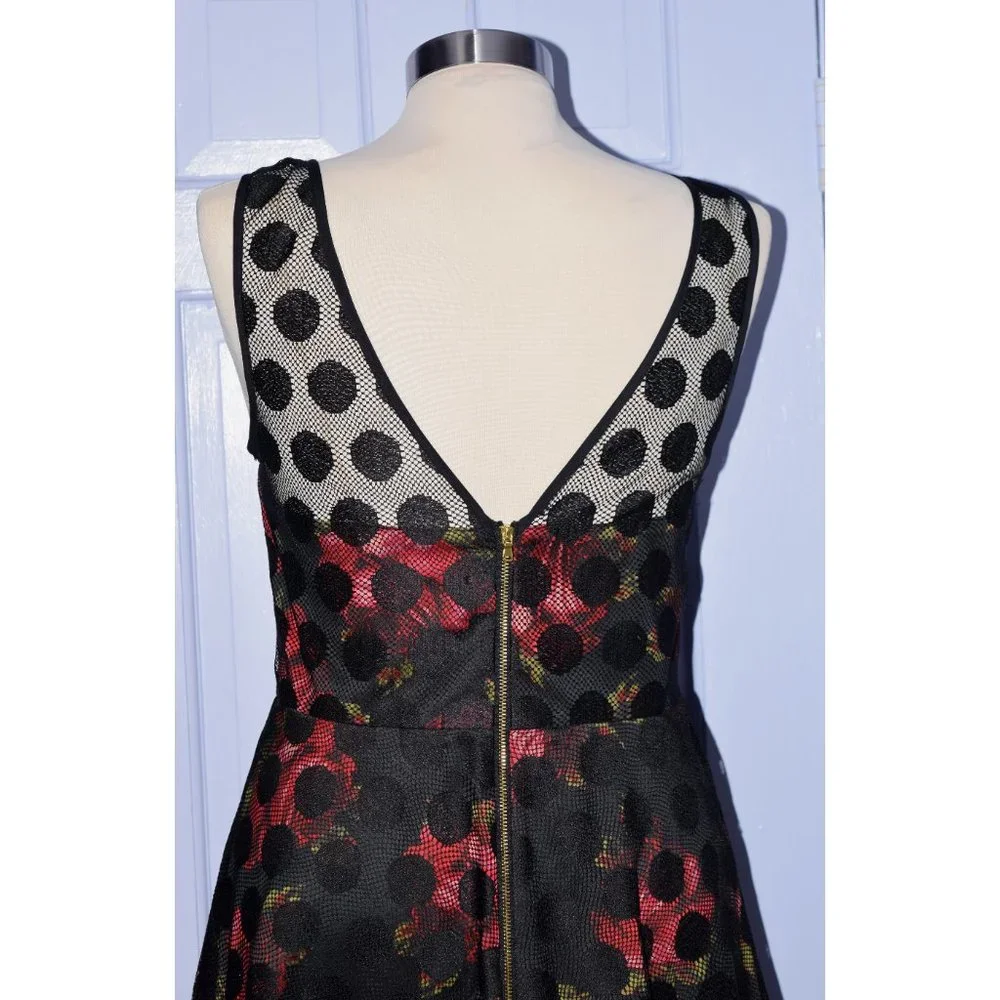Betsey Johnson Rose and Polka Dot Mini Dress size6 - Picture 5 of 10